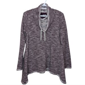 Calvin Klein Women's Performance Purple Heathered Hi Lo Side Cowl Sweater Medium